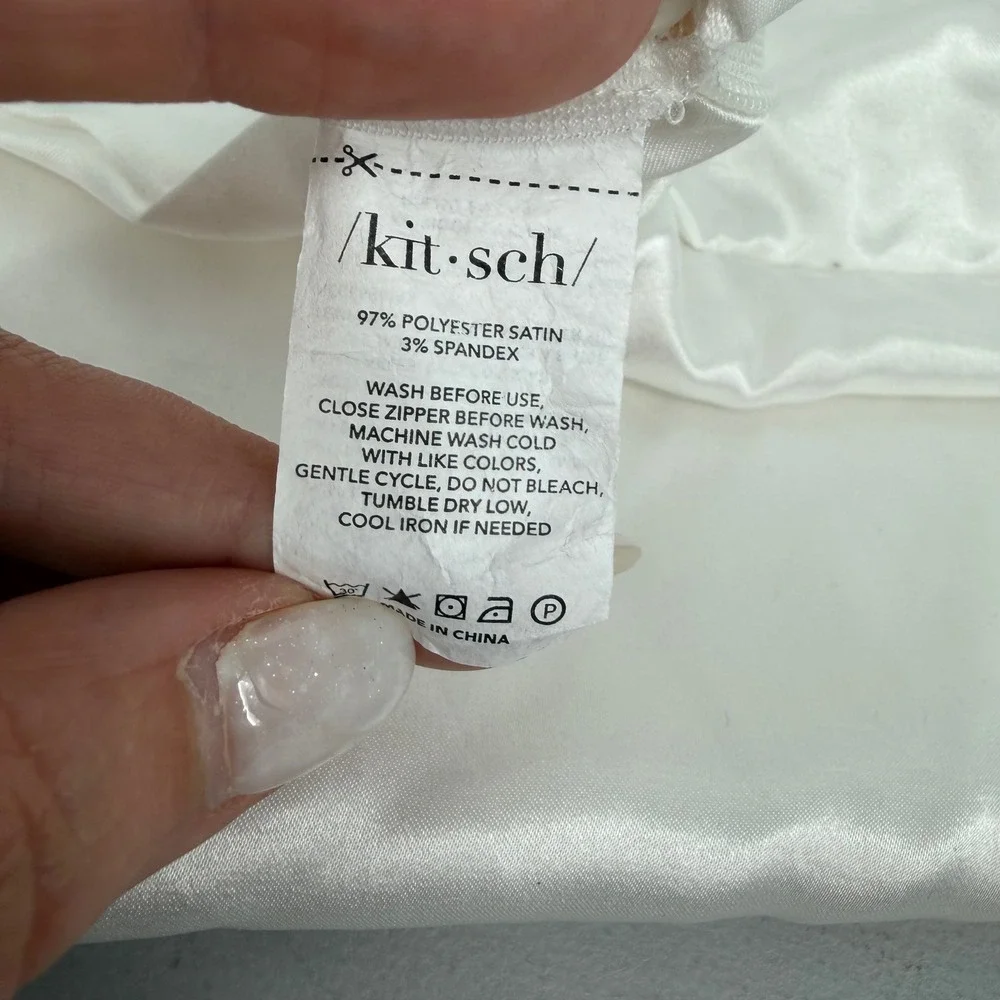 Kitsch Satin Pillowcase Standard Queen Ivory Excellent Zippered Hair Care White